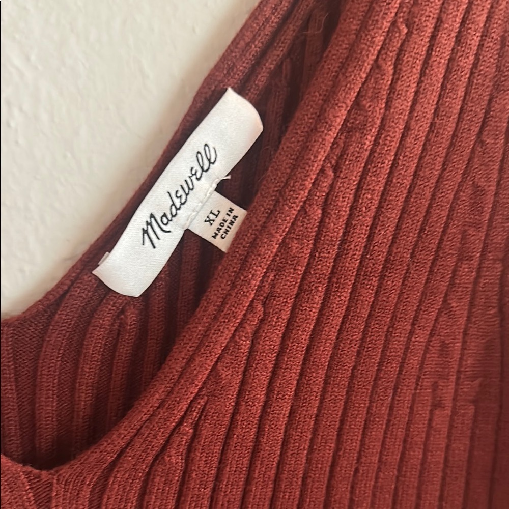 Madewell Red Ribbed Crop Tank Top - Picture 2 of 6